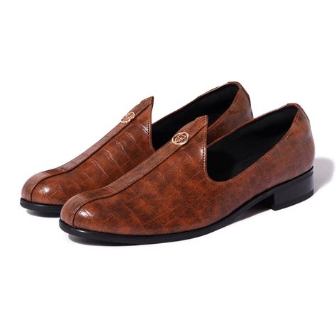 Buy Elis Brushoff Tan Croco Signature Mojdi Premium Vegan Leather Shoes