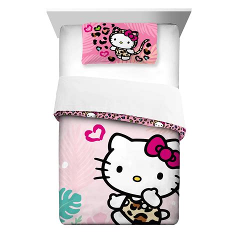Hello Kitty Kids Comforter Set, 2-Piece, Twin/Full, Reversible, Sanrio ...