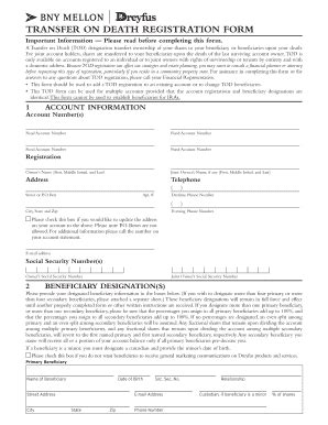 TRANSFER ON DEATH REGISTRATION FORM - BNY Mellon ... - Fill and Sign ...