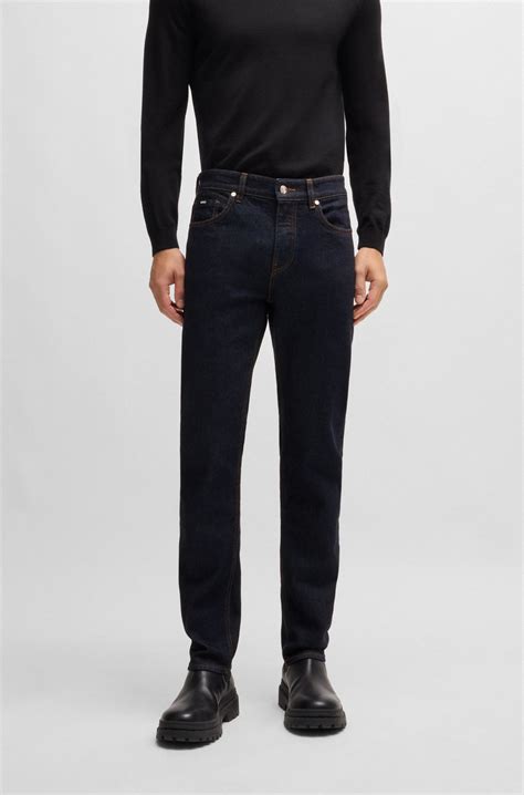 BOSS - Delaware slim-fit jeans in dark-blue stretch denim - Dark Blue