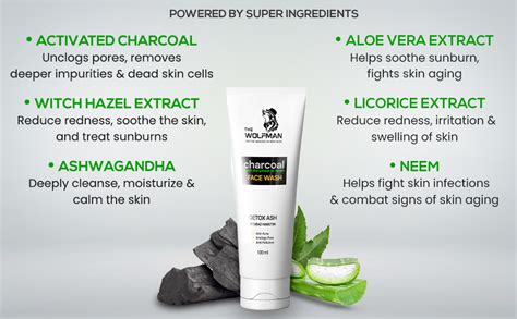 The Wolfman Activated Charcoal and Neem Face Wash for Men, Fights ...