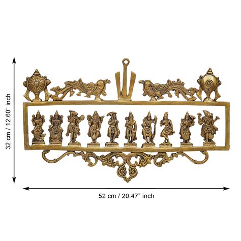 eCraftIndia Golden Brass Vishnu Dashavatara - Ten Incarnations of Lord
