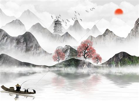 中国风山水水墨插画插画图片下载-正版图片401647237-摄图网