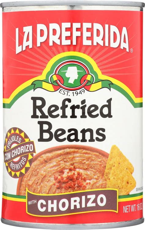La Preferida Mexican Style Refried Beans with Chorizo for Tacos, Nachos ...