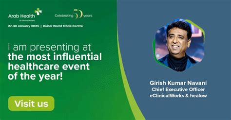 We're excited to share that Girish Navani, CEO & co-founder of eClinicalWorks, presented on ‘Reimagining Healthcare: AI for Better Outcomes and Humanized Care' at Arab Health Exhibition! He spoke… | eClinicalWorks