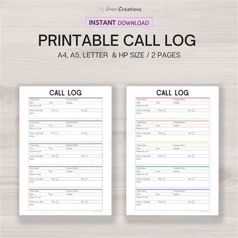 Image result for Telephone Call Log