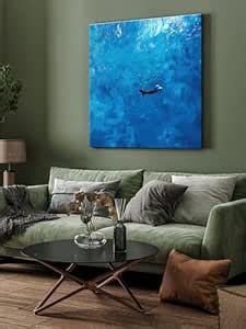 999STORE Diver in Blue Ocean Canvas-Wrapped Painting - Size 36X36 ...