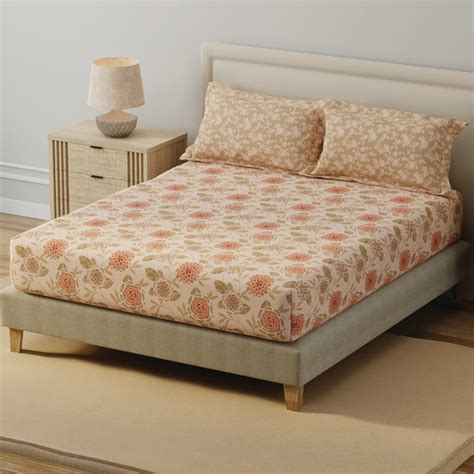 Buy LAYERS Basicx Cotton 120TC Floral Print 3Pcs Queen Bedsheet Set ...