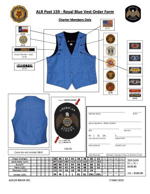 Fillable Online alegion159 ALR Charter Vest Order Form - alegion159org ...