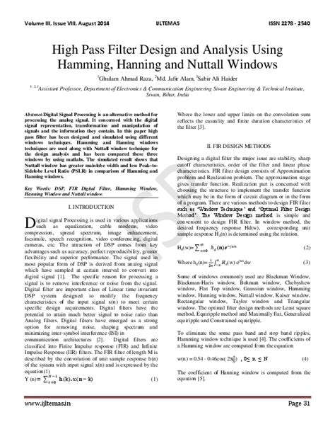 Filter Design Using Hanning Windows 的图像结果