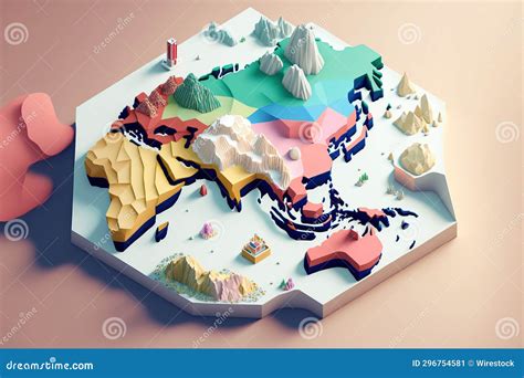 Set Isometric Map Of Africa, Chichen Itza In Mayan, Hiking Backpack And ...