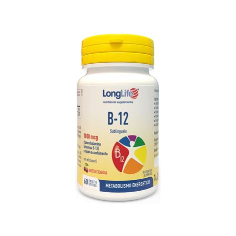 Long Life B12 1000mcg Integratore Vitamina B12 Sublinguale 60 Tavolette