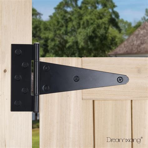 Snapklik.com : 8 Inch T-Strap Gate Hinges, Heavy Duty Shed Barn Door Hinges, Black Tee Hinges ...
