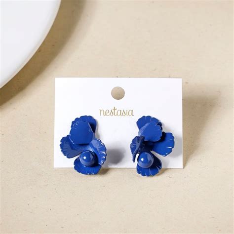 Jewellery Online - Premium Abstract Flora Blue Studs | Nestasia