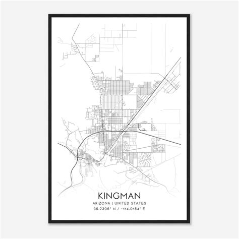 Kingman Arizona Map Poster, Modern Home Decor Wall Art Print - Custom ...