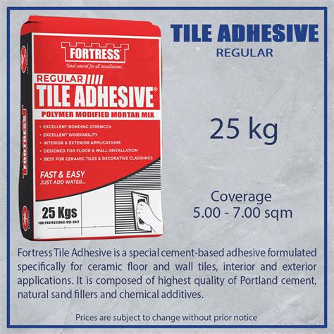 FORTRESS TILE ADHESIVE 25K /BAG - GT Stone Works Shop