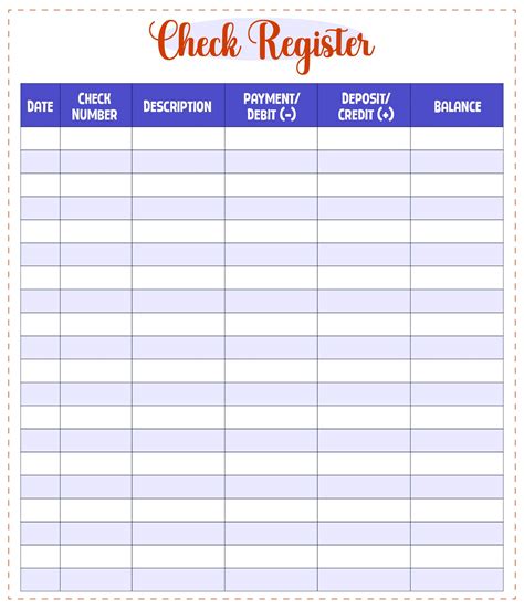 Checkbook Register - 10 Free PDF Printables | Printablee