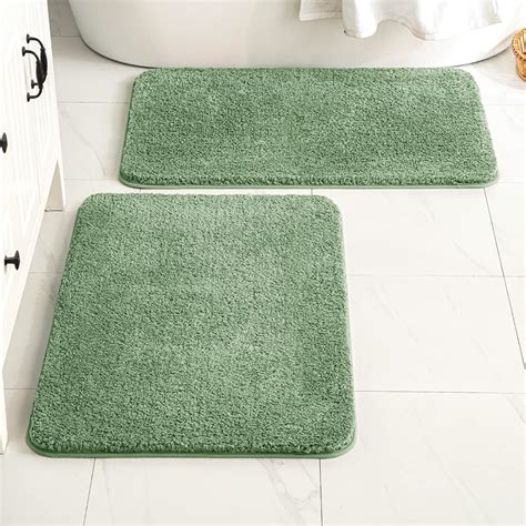 Amazon.com: MIULEE Sage Green Bathroom Rugs Set 2 Piece, Non Slip Bath ...