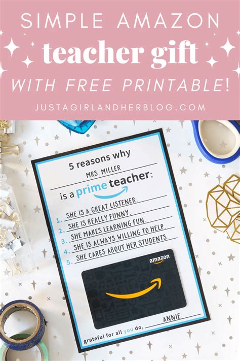 Amazon Teacher Gifts (with Free Printable Gift Card Holder!)