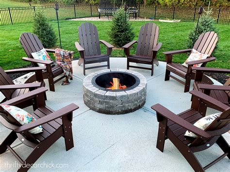 Our Round Patio Fire Pit With Adirondack Chairs | Thrifty Decor Chick ...