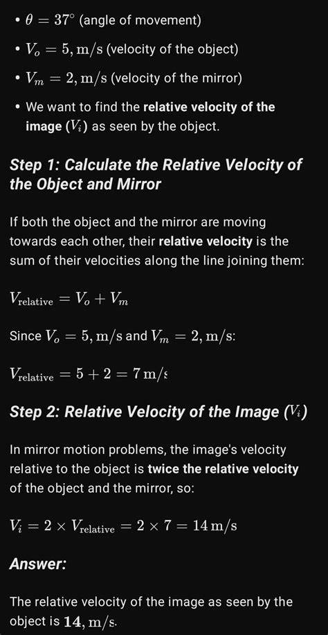 θ⁠= 37°Vo= 5 m/sVm= 2 m/sFind Vi when object and mirror are moving ...