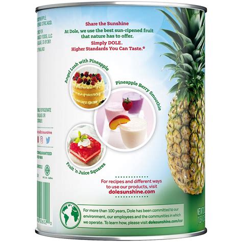 Dole Crushed Pineapple 20 oz. Can in Heavy Syrup - Delicious Tropical ...