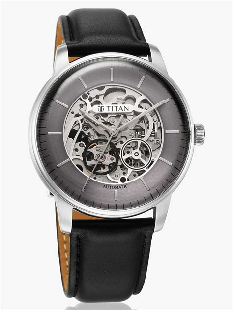 Titan Mechanical Automatic Titan Automatic Grey Dial Black Leather ...