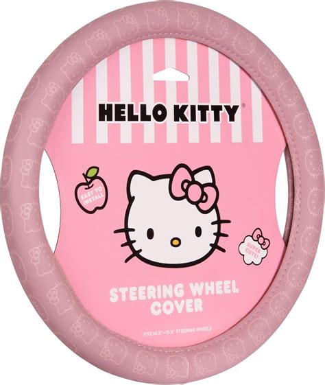 Sanrio Hello Kitty Pink Car Steering Wheel Cover, Universal Fit Cute Car Accessories for Women ...