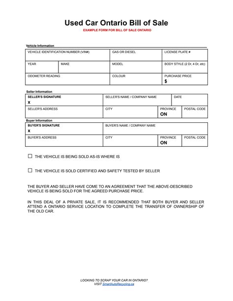 Used Car Ontario Bill of Sale by Smart Auto Recycling - Issuu