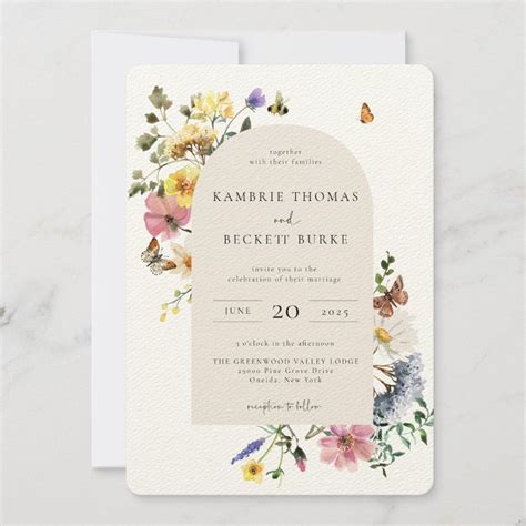 Wild Meadow Floral Arch Frame Wedding Invitation | Zazzle in 2025 ...