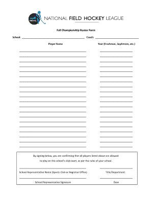 Fillable Online Fall Championship Roster Form Fax Email Print - pdfFiller