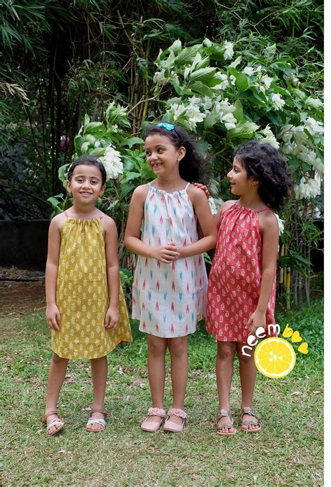 Knotty Little Reversible Dress - Coral / Mustard | Neemboo Kids Clothing