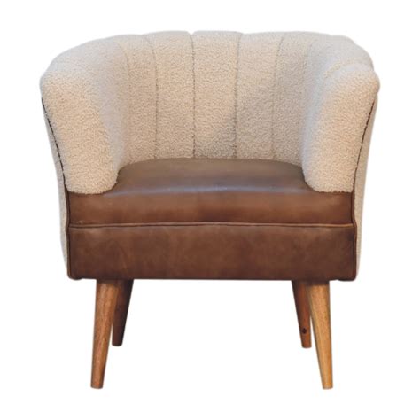 Boucle Cream Buffalo Armchair - ArtisanFurniture.in