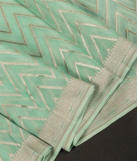 Buy Green Banaras Organza Saree T382309