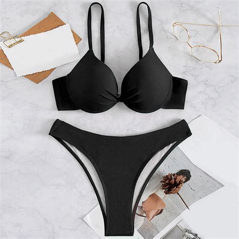 2024-Swimsuit-Sexy-Bikinis-High-Waist-Swimsuits-Women-Solid-Bra-Thong ...