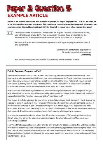 Image result for Paper 2 Question 5 Article