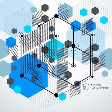 Vector of abstract geometric 3d cube pattern and blue background ...