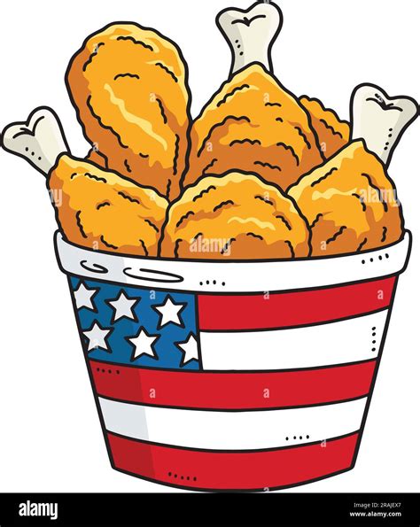 Bucket of Fried Chicken Cartoon Colored Clipart Stock Vector Image ...