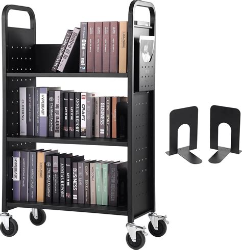 Amazon.com: VEVOR Book Cart, 330 lbs Library Cart, 31.1" x 15.2" x 49.2 ...