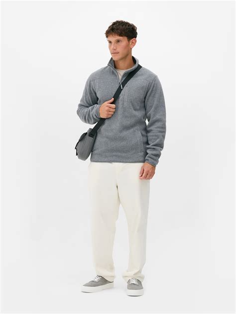 Mens Grey Marl Quarter Zip Fleece Sweatshirt | Primark