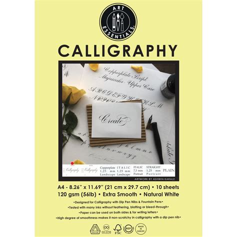 Art Essentials Calligraphy A4 Paper Polypack 9/6/9 Copperplate Portrait