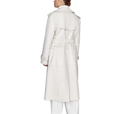 WHITE TRENCH WOMAN LONG LEATHER COAT- WOMEN WHITE TRENCH COAT ...