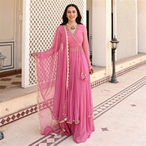 Rukhsaar Pink Net Angrakha Designer Anarkali for Women Online – UrbanStree