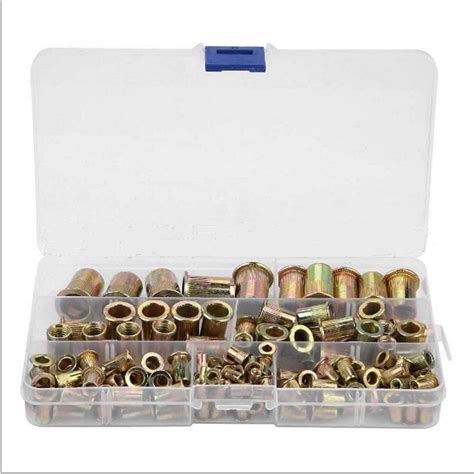 Buy BouPower 175PCS Carbon Steel Rivet Nut Kit Flat Head Threaded ...