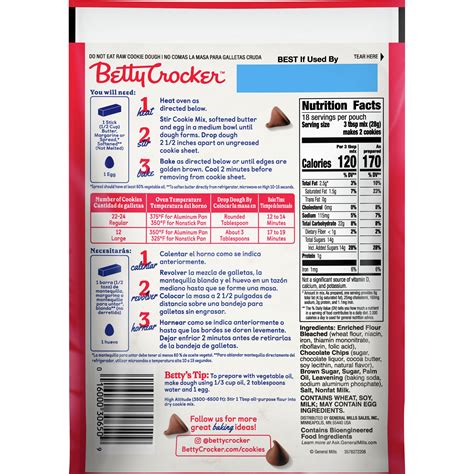 Betty Crocker Chocolate Chip Cookies Calories at Elmer Holt blog