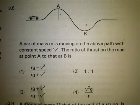 car of mass m is moving on the above path with constant speed v the ...
