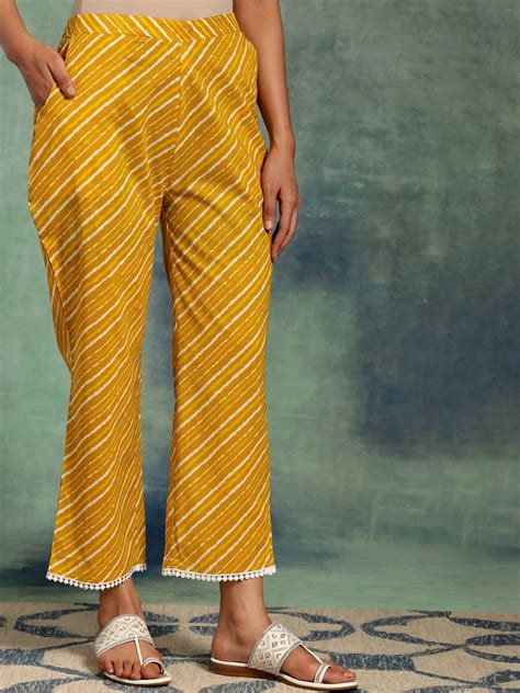 Buy Mustard Printed Cotton A-Line Kurta With Palazzos & Dupatta Online ...
