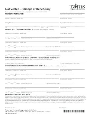 Fillable Online sanantonio Not Vested Change of Beneficiary - The City ...