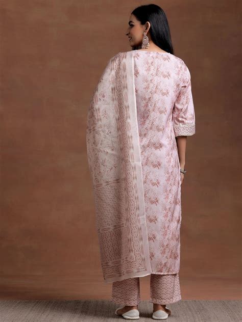 Buy Beige Embroidered Cotton Blend Straight Suit With Dupatta Online at ...