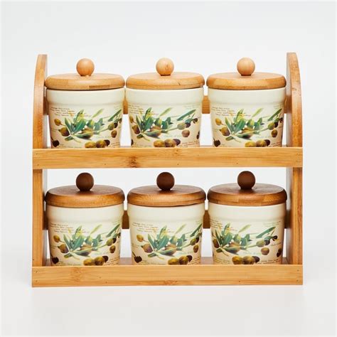 Buy Malvina Printed Jars - Dolomite - Canister 8 cm x 8 cm x 9.5 cm ...